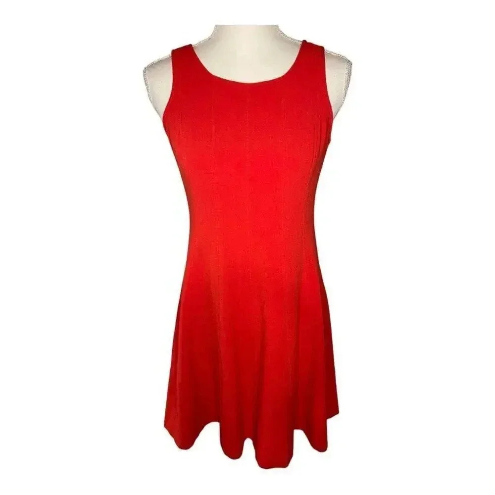 Ann Taylor Loft Women’s Size 2 Petite Red Sleeveless Fit & Flare Dress‎